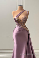 Sexy Purple Mermaid One-Shoulder Evening Prom Dress