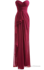 Classical Burgundy Sweetheart Empire Pleated Floor Length Chiffon Bridesmaid Dresses