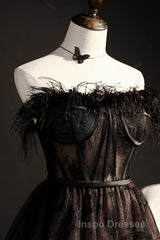 Cute Strapless Black Tulle Short Homecoming Dress