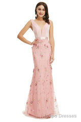 Lady Dresses Sleeveless Prom Dresses V Neck Formal Gowns 2025