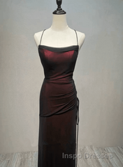 Black and Red Straps Long Simple Party Dress, Black and Red Evening Prom Dress