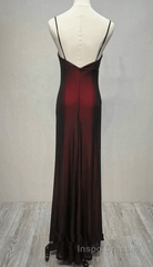 Black And Red Sweetheart Simple Straps Long Evening Prom Dress, A-Line Long Formal Dress