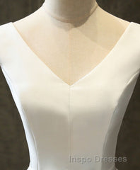Simple V Neck White Short Evening Prom Dress, White Homecoming Dress