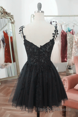 Black Short Sweetheart Tulle Homecoming Dress, Black Short Evening Prom Dress Party Dress