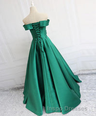 Simple Blue Satin Long Evening Prom Dress, Blue Formal Dress