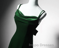Green Mermaid Long Velvet Party Dress, Green Straps Long Formal Dress Evening Prom Dress