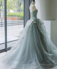 Unique Tulle Lace Long Evening Prom Gown Tulle Lace Evening Prom Dress