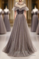 Unique Tulle Long Evening Prom Dress, Tulle Evening Prom Dress