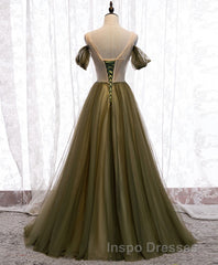 Simple Sweetheart Tulle Off Shoulder Long Evening Prom Dress, Tulle Formal Dress