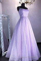 Cute Tulle Sequins Long Evening Prom Dress, A-Line Backless Evening Prom Dress