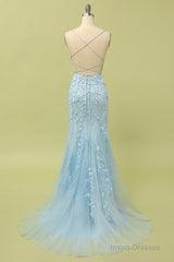 Coral Backless Long Prom Dress with Appliques