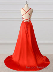 A-Line Evening Prom Dress Side Split Evening Prom Dress