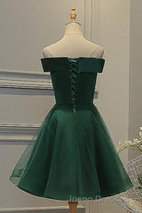 Dark Green Strapless A Line Appliques Tulle Homecoming Dress