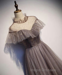 Unique Tulle Long Evening Prom Dress, Tulle Evening Prom Dress