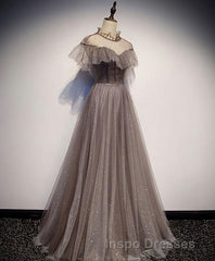 Unique Tulle Long Evening Prom Dress, Tulle Evening Prom Dress