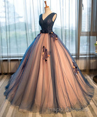 Tulle V Neck Long Evening Prom Gown Tulle Evening Prom Gown