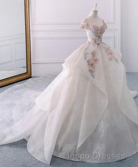White Sweetheart Off Shoulder Lace Long Evening Prom Dress, White Evening Prom Dress