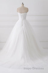 Ball Gown Strapless Sleeveless Lace Up Wedding Dress