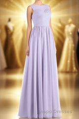 Lavender Chiffon Sweetheart Cutout Back A-Line Long Bridesmaid Dress
