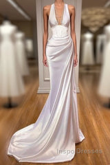 Halter V-Neck Mermaid Evening Prom Dress Elegant