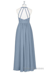 Dusty Blue Halter Backless Maternity Bridesmaid Dress
