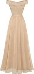 Womens Lace Bridesmaid Dress A-Line Off Shoulder Floral Lace Chiffon Evening Prom Dress