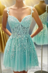 Mint Green Appliques Sweetheart A-Line Homecoming Dress