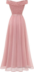 Womens Lace Bridesmaid Dress A-Line Off Shoulder Floral Lace Chiffon Evening Prom Dress