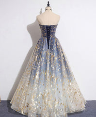 Unique Tulle Lace Long Evening Prom Dress, Tulle Lace Formal Dress, 2