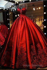 Gorgeous Spaghetti Straps Sweetheart With Lace Appliques Ball Gown Evening Prom Dress