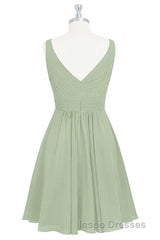 Sage Green Chiffon A-Line Short Bridesmaid Dress