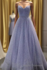 A Line Long Sparkly Spaghetti Straps Evening Prom Dress Evening Prom Formal Dress Fashion School Dance Dress