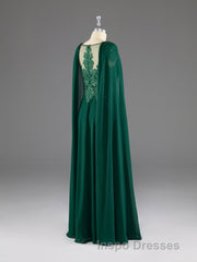 A-Line Chiffon Floor Length Mother of The Bride Dress with Detachable Cape