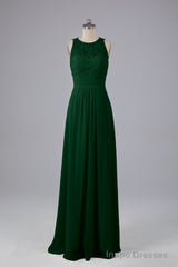 A Line Keyhole Floor Length Bridesmaid Dresses
