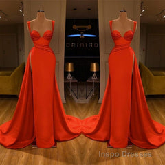 Beautiful Red Starps Sweetheart Long Prom Dress With Split