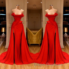 Sexy Red Off-the-Shoulder Long Evening Prom Dress With Split Online