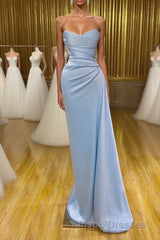 Unique Cross Sweetheart Light Blue Soft-pleated Long Evening Prom Dress