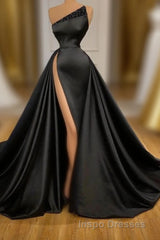 Sexy Black Beadings Evening Prom Dress Long With Split On Sale
