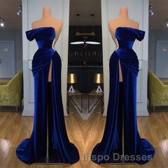 Off-the-Shoulder Mermaid Long Evening Prom Dress With Split