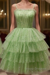 Cute A-Line Four Layers Corset Back Homecoming Dress