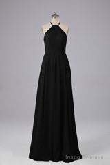 Elegant Keyhole Halter Lace Long Bridesmaid Dresses