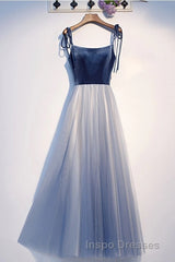 Spaghetti Straps Lace Up Floor Length Modest Evening Prom Dress Party Evening Prom Dress