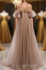 Formal Long A-line Tulle Evening Prom Dress Lace Up Simple Evening Prom Dress
