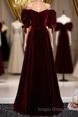 Modest Charming Burgundy Long Evening Prom Dress Vintage Evening Prom Dress With Bowknot