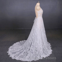 Charming Spaghetti Straps Long A-line Wedding Dress Beach Wedding Dress