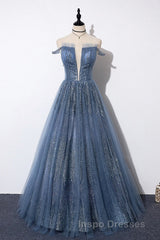 Lovely Tight A-line Lace Up Blue Evening Prom Dress For Girls Party Dress