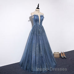 Lovely Tight A-line Lace Up Blue Evening Prom Dress For Girls Party Dress