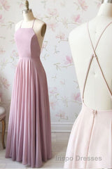 Cute Spaghetti Straps Sleeves Simple Long Evening Prom Dress For Girls