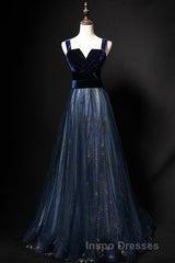 Elegant Long Lace Up Velvet Tulle Evening Prom Dress Modest Party Gowns