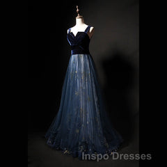 Elegant Long Lace Up Velvet Tulle Evening Prom Dress Modest Party Gowns